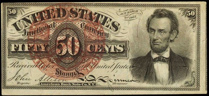 Fractional currency, 50 cent note.