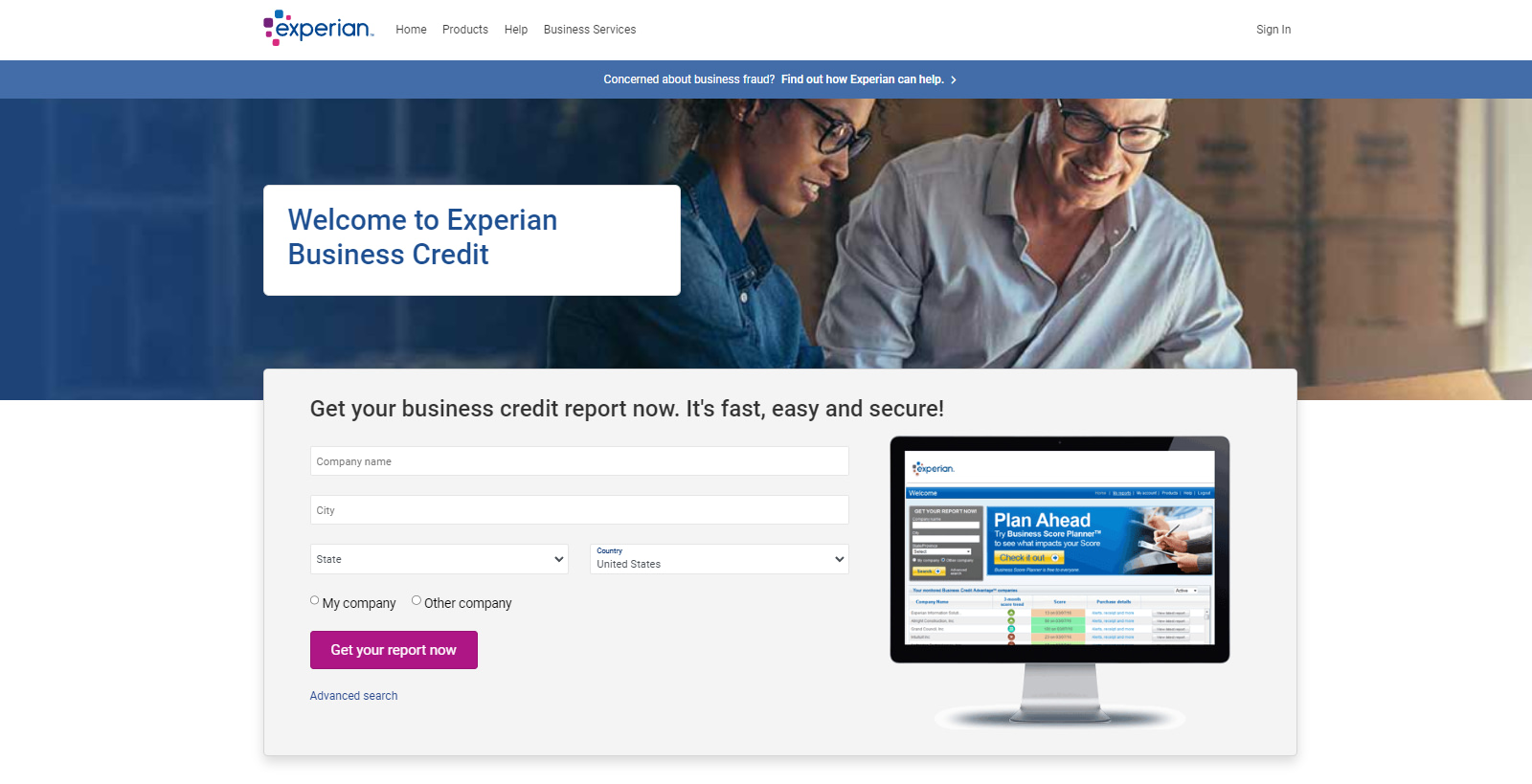 Experian homepage