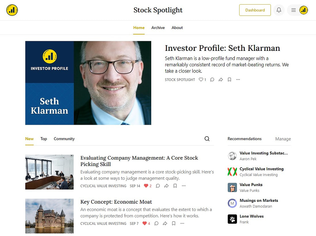 Stock Spotlight home page