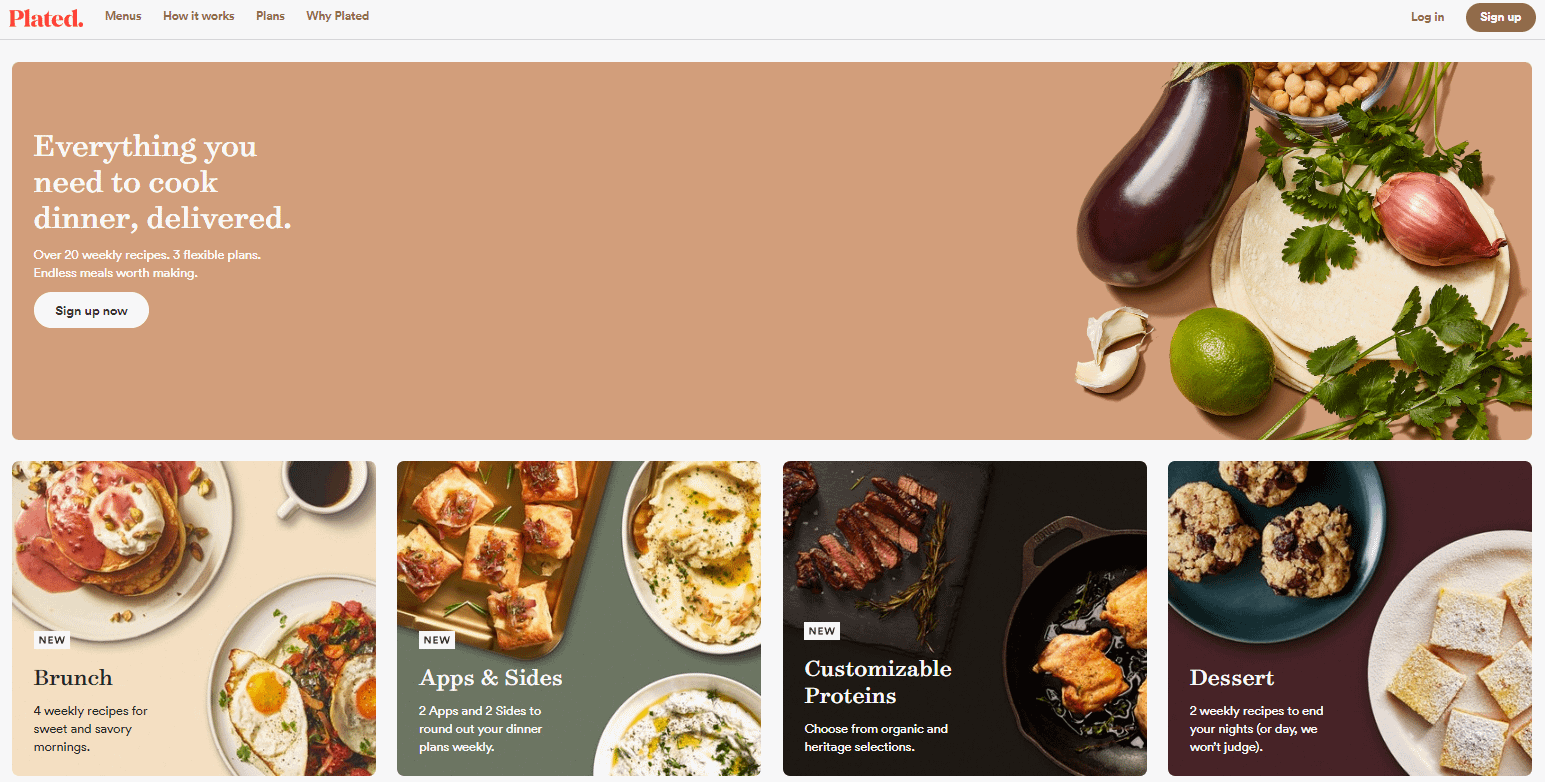 Plated homepage