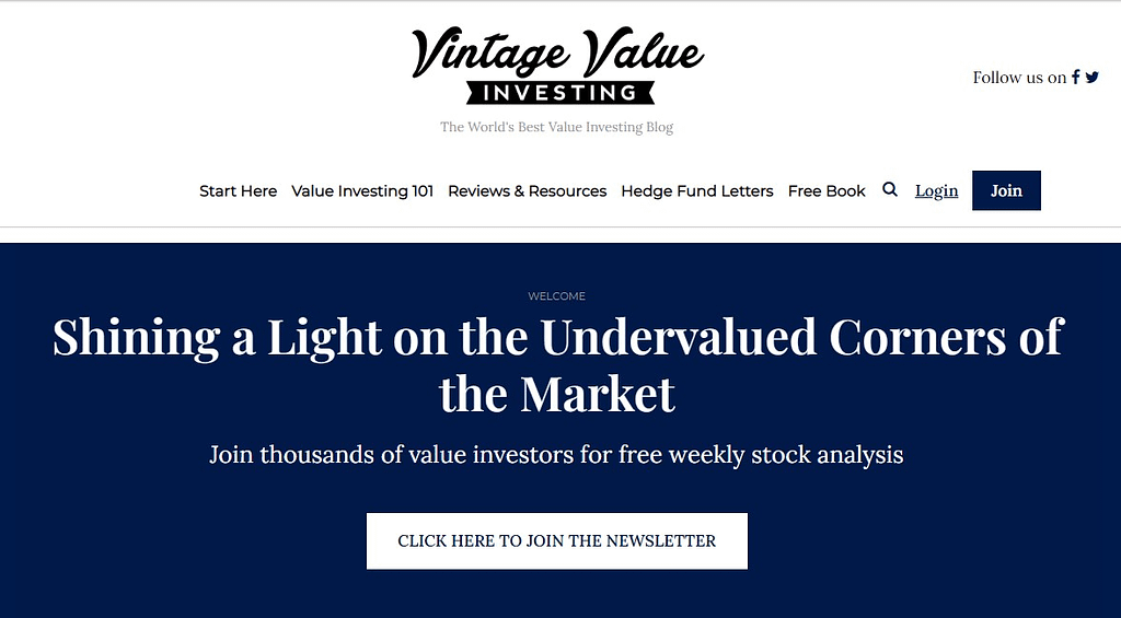 Vintage Value Investing home page